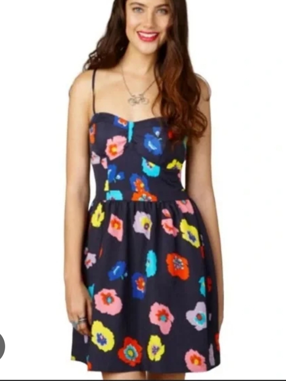 American Eagle Outfitters Navy Floral Tie-Strap Sundress